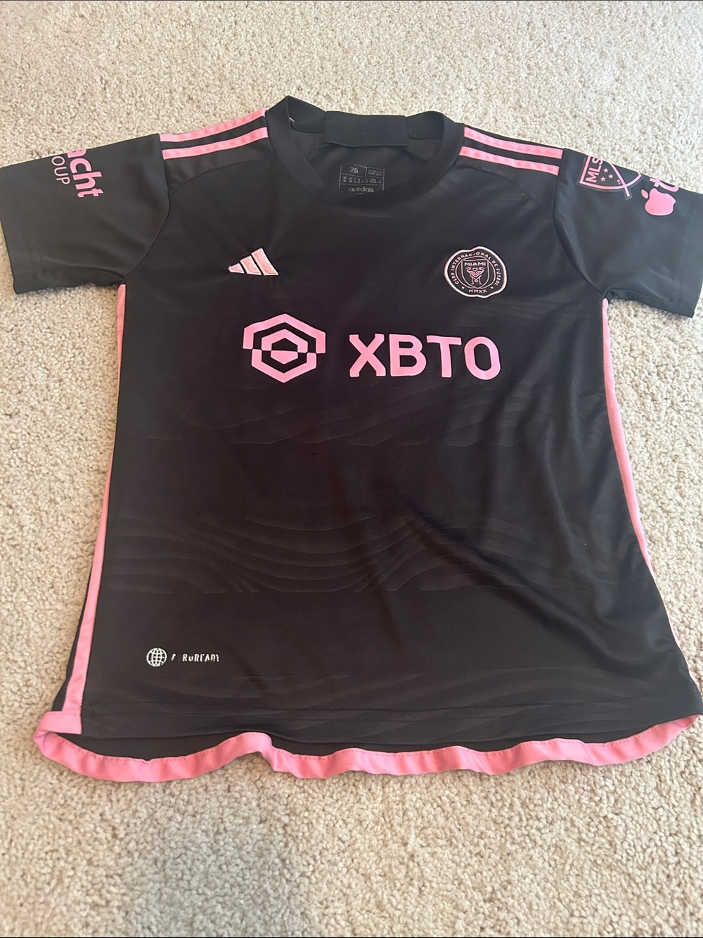adidas Kids Black and Pink Soccer Jersey - Messi